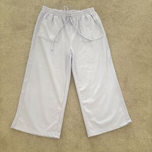 Heyson Wide Leg Crop Fleece Pants Sz Large Lilac Purple Drawstring